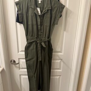 Elegant Olive Utility Jumpsuit